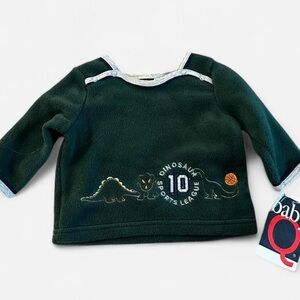 Vintage NWT Baby Q Dark Green Sports Dinosaur Sweater Size 3-6 Months